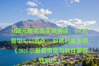 AI词元服务器实测横评：IDC托管型Web3节点 vs 自建轻量集群（2024 Q2最新带宽与软件兼容性对比）