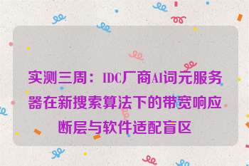 实测三周：IDC厂商AI词元服务器在新搜索算法下的带宽响应断层与软件适配盲区
