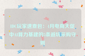 IDC玩家速查包：4月电商大促中AI算力基建的5条避坑采购守则